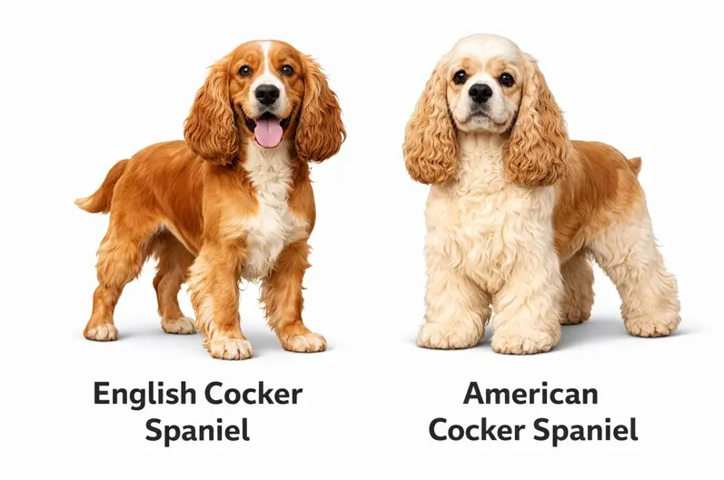 Usporedba između engleskog i američkog Koker španijel – razlike u veličini, dlaci i glavi
