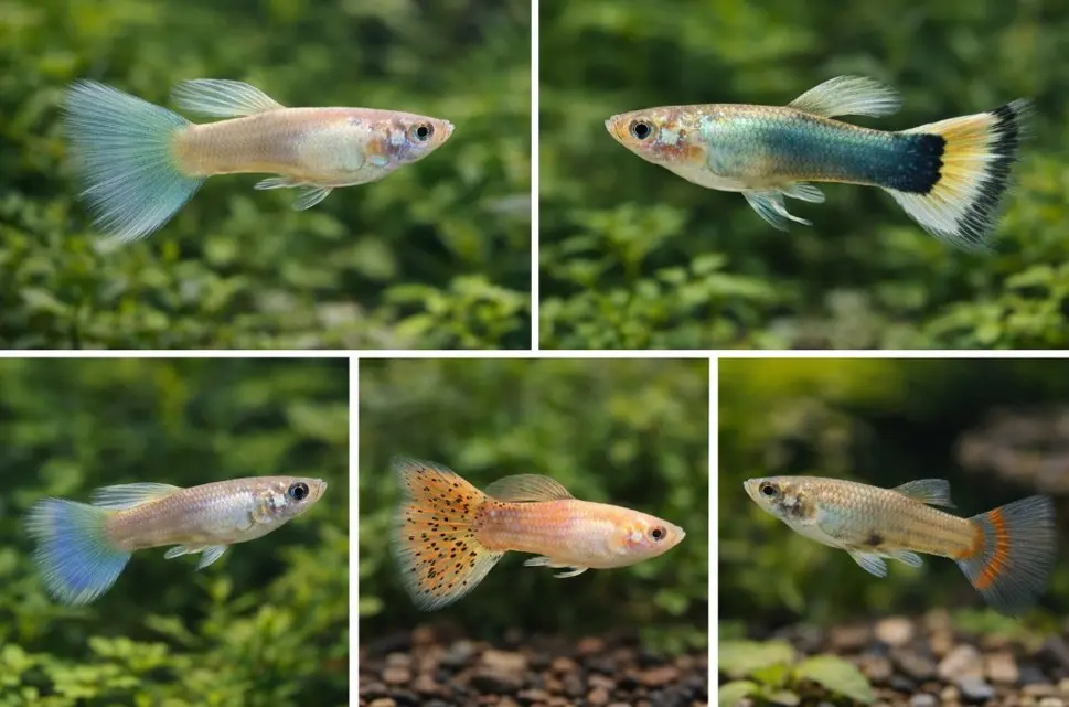 Mužjak gupija sa jarko obojenim delta repom