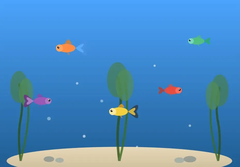 Gupi u prirodnom staništu s akvarijskim biljkama