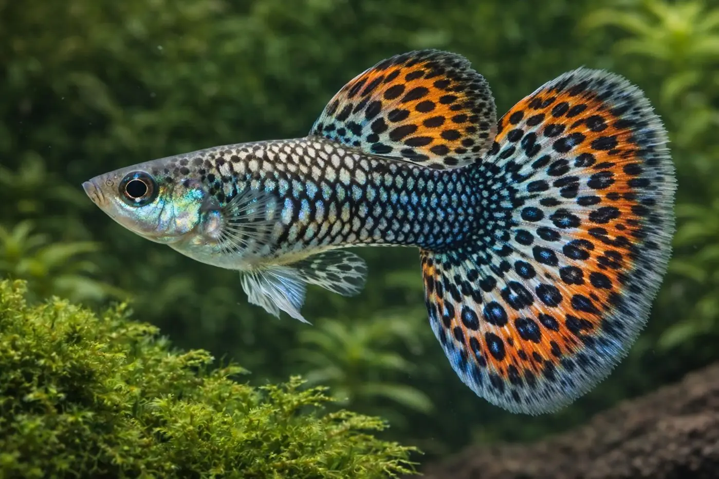 Snakeskin gupi — ljuskasti rozetasti uzorak